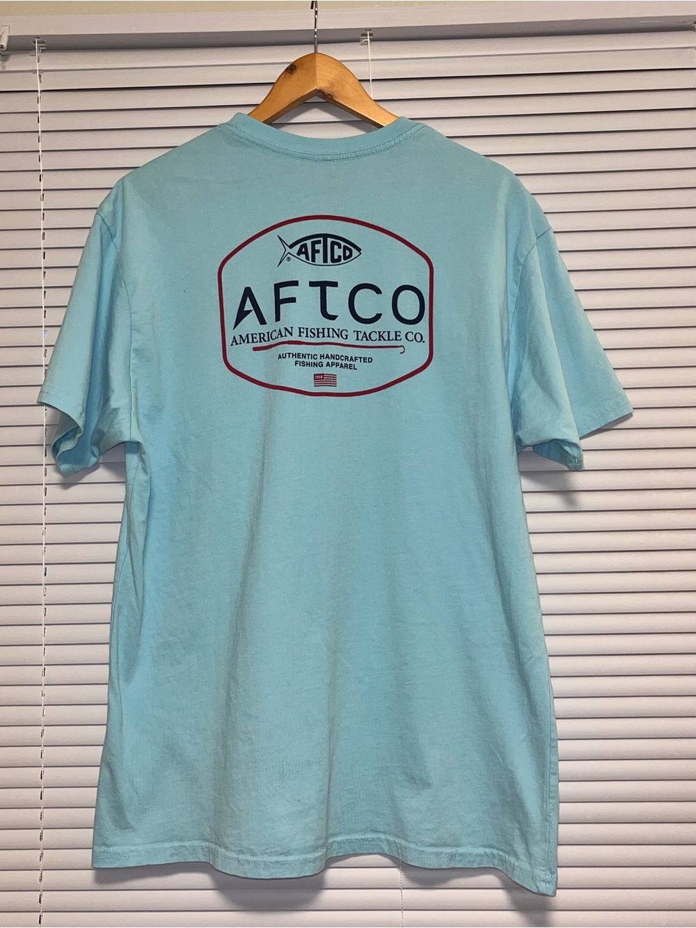 AFTCO Light Blue Short Sleeve Tee with Back Logo